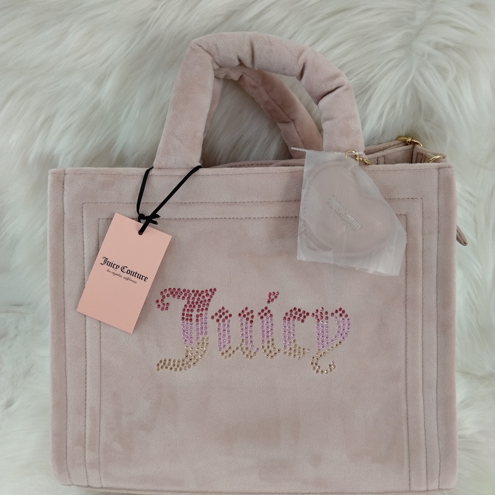 Juicy Couture Velour Large Tote Bag/Crossbody/ Handbag/Purse